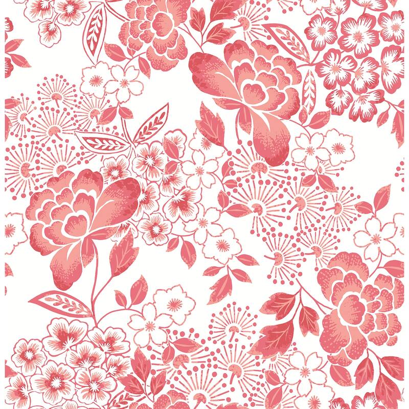 A-Street Prints Irina Coral Floral Blooms Wallpaper
