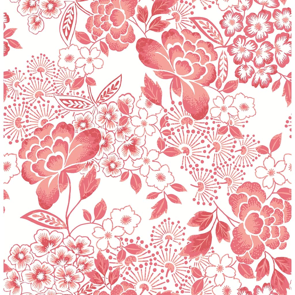 A-Street Prints Irina Coral Floral Blooms Wallpaper