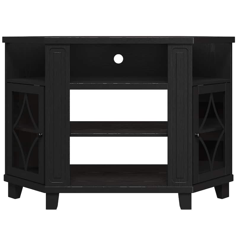 Corner TV Stands for TVs up to 55'', Media Console Table with Adjustable Shelves