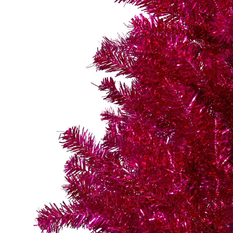 4.5' Metallic Pink Tinsel Artificial Christmas Tree - Unlit