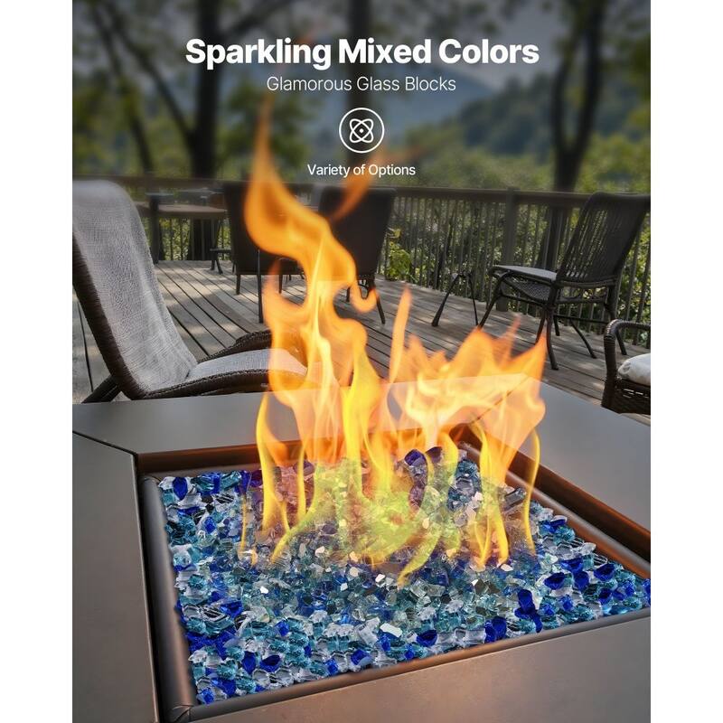 Cobalt Blue Aqua Clear Tempered Fire Glass Rocks Crushed 10 lbs. for Fire Pits - 1/2 inch