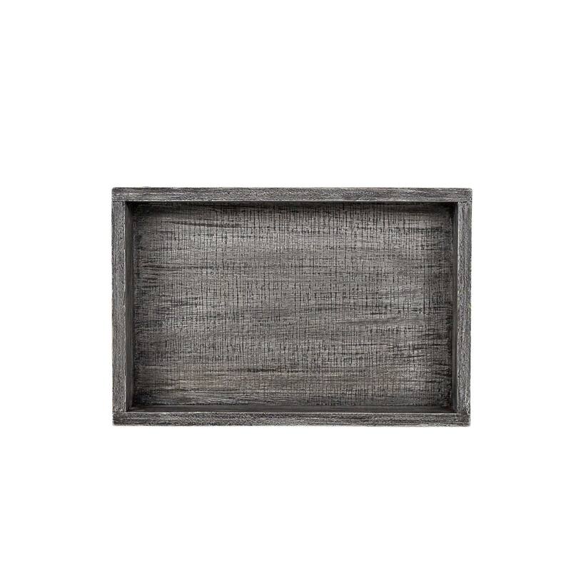 Foreside Home & Garden Platform Footed Tray Gray Wood - 12 x 8 x 5"H