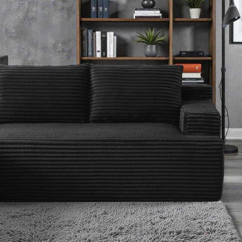 L Shaped Cloud Sectional Sofa with Deep Seat, Corduroy Modular Sleeper Couch, No Assembly Required