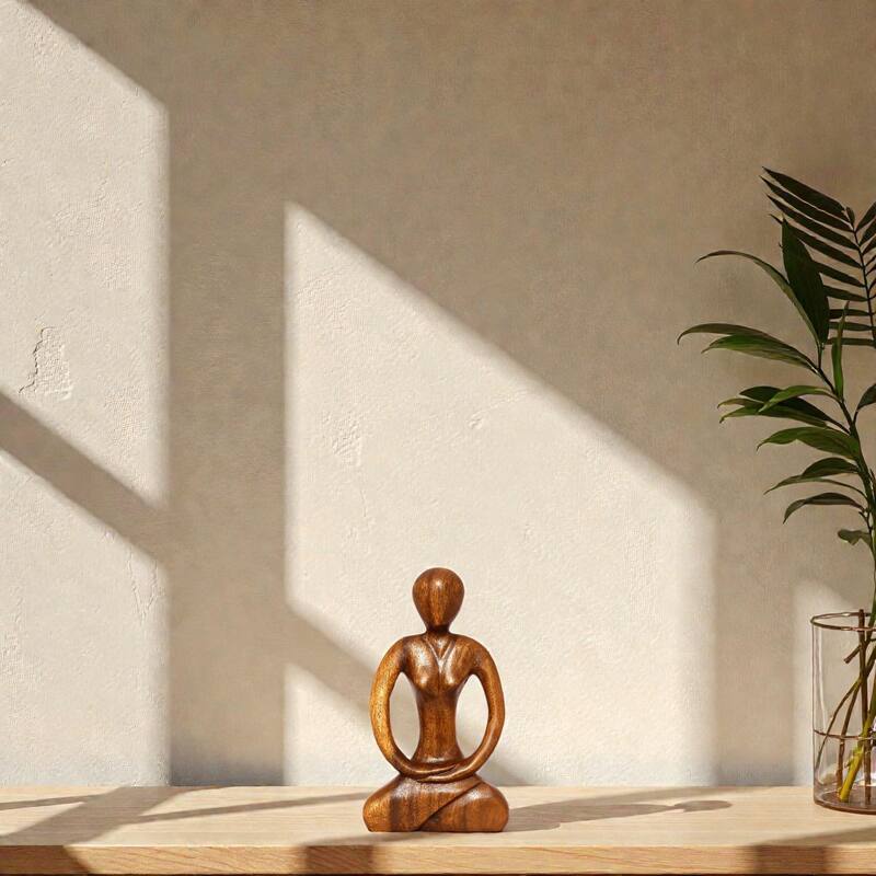12" Wooden Handmade Abstract Yoga Sculpture Statue Handcrafted "Tranquility" Gift Home Decor Figurine Decoration Hand Carved