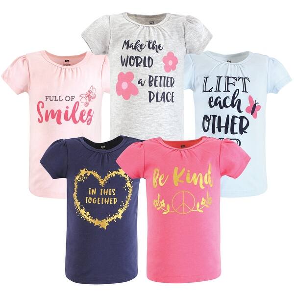 slide 1 of 1, Hudson Baby Infant Girl Short Sleeve T-Shirts, Be Kind 6-12 Months - Be Kind
