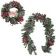 preview thumbnail 1 of 4, Fraser Hill Farm 24-in. Wreath and 6-ft. Garland Set, Flocked