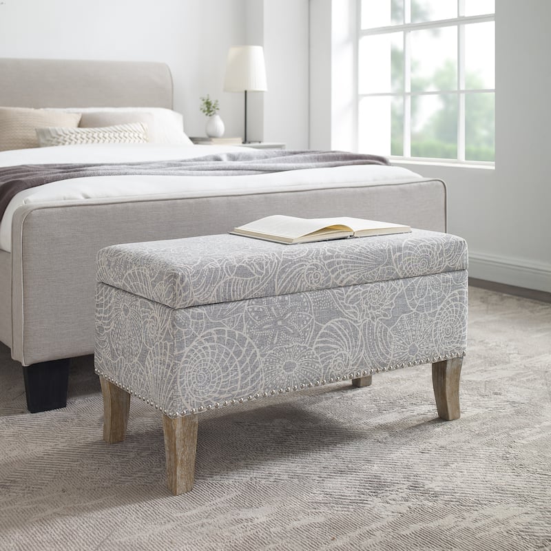 Patrice Stone Upholstered Storage Ottoman Bench