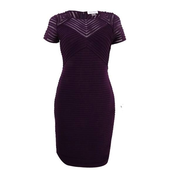 Shop Calvin Klein Women S Cap Sleeve Sheath Dress Aubergine Overstock 23562818