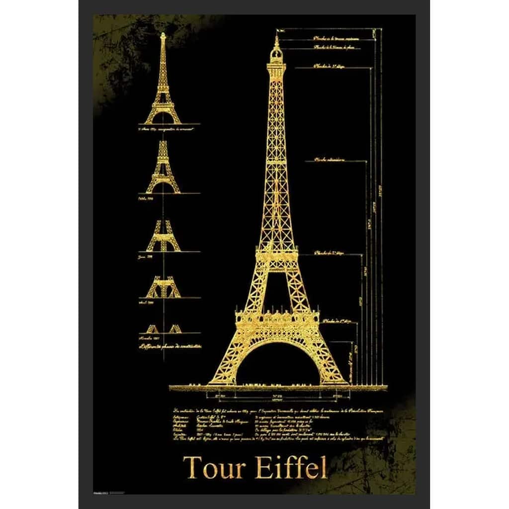 Eiffel Tower Design Framed Art Poster - 24 x 36 Inch