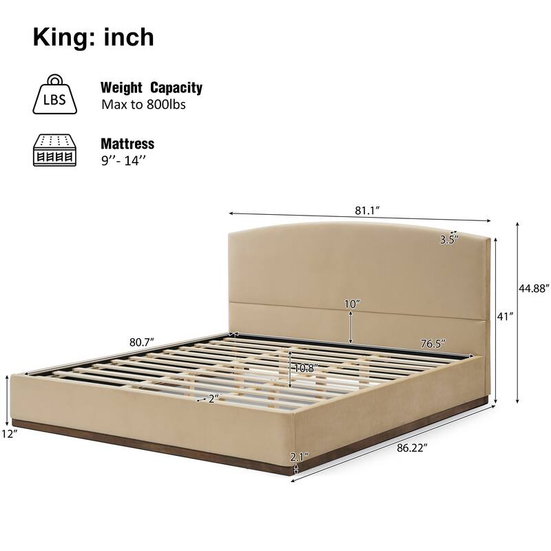 Christopher Knight Home - Modern Velvet Upholstered Bed Frame with Solid Wood Base