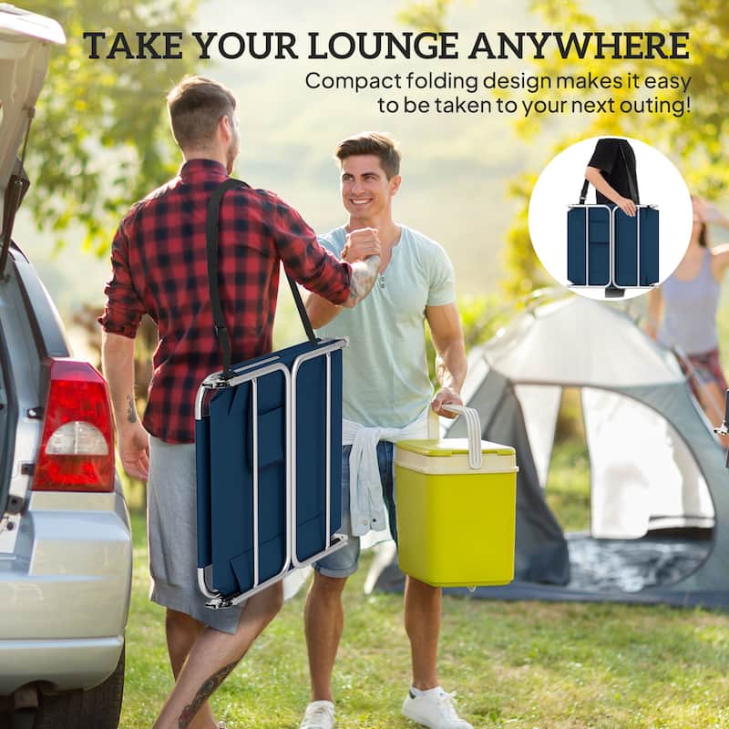 Outsunny Chaise Lounge Chair Outdoor Set of 2 with Face Arm Hole, 5-Position Reclining Face Down Tanning Chair with Carry Strap