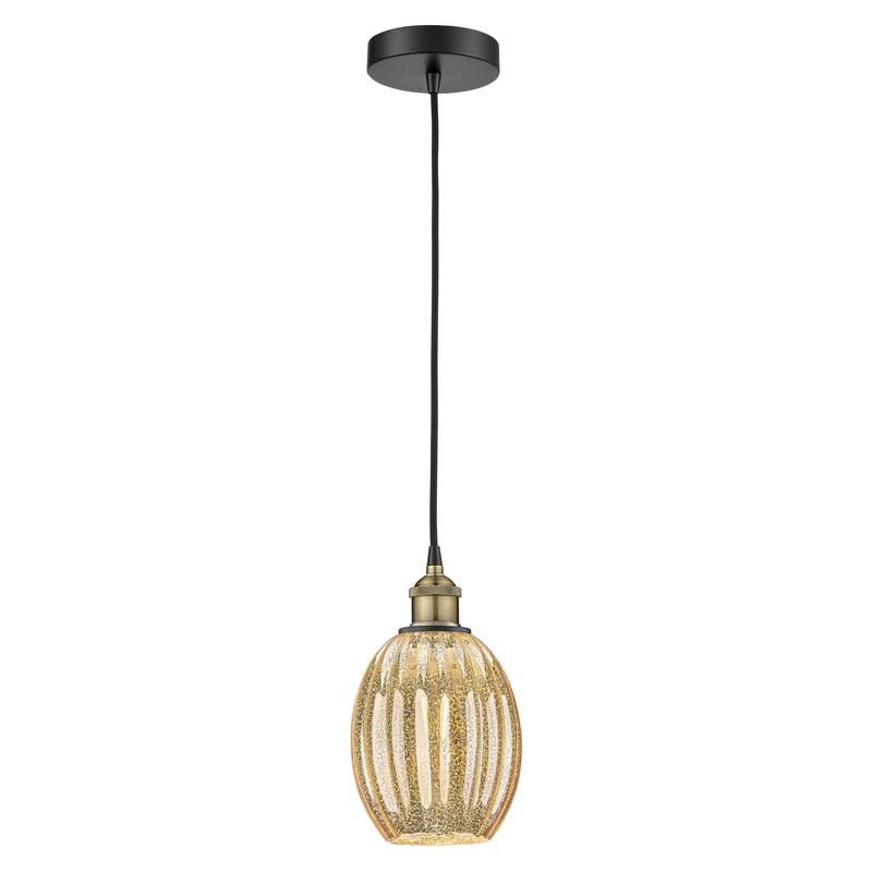 Innovations Lighting Endless Possibilities Edison - Preston - 1 Light 6" Bulb Shade Cord Hung Mini Pendant - Mercury/Black Antique Brass