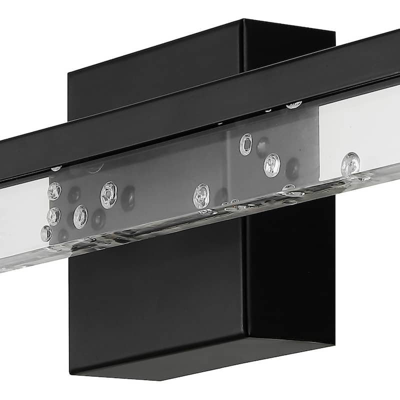 Baxter 22" 1-Light Modern Contemporary 360-Degree Rotatable Iron/Seeded Acrylic Integrated LED Vanity Light, by JONATHAN Y