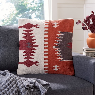 SAFAVIEH Pradeep Tribal Rust/ Beige 20-inch Decorative Throw Pillow