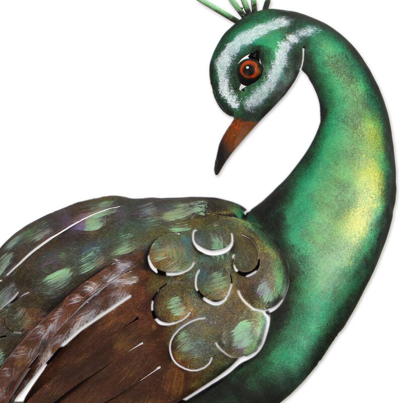 Novica Handmade Flaunting Peacock Steel Wall Sculpture