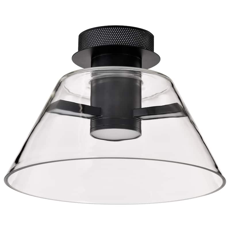 Edmond - 14 Inch LED Semi Flush - Matte Black with Clear Glass - Matte Black
