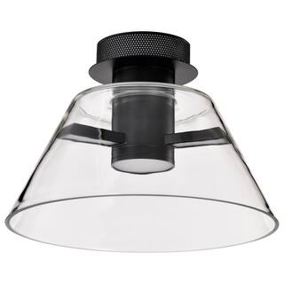 Edmond - 14 Inch LED Semi Flush - Matte Black with Clear Glass