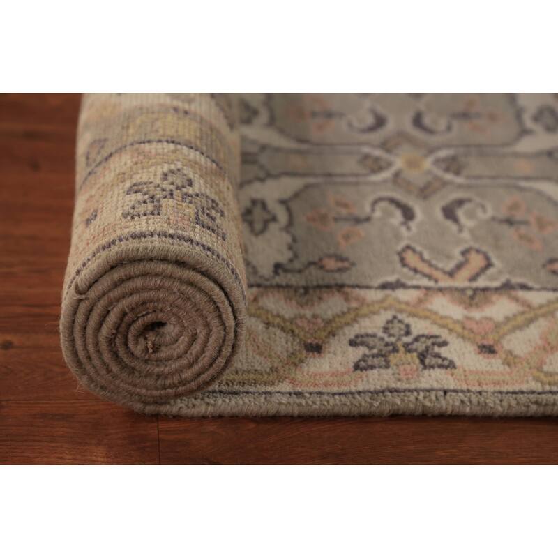 Oushak Indian Runner Rug Hand-Knotted Transitional Wool Carpet - 2'6"x 7'10"