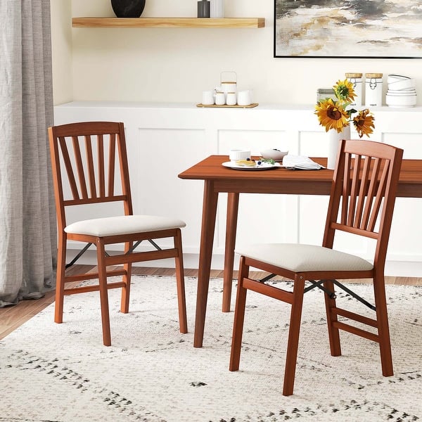 COSTWAY Set van 2 inklapbare eetkamerstoelen, klapstoelen met