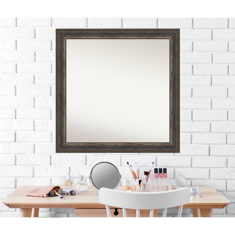 Non-Beveled Wall Mirror - Alta Rustic Char Frame