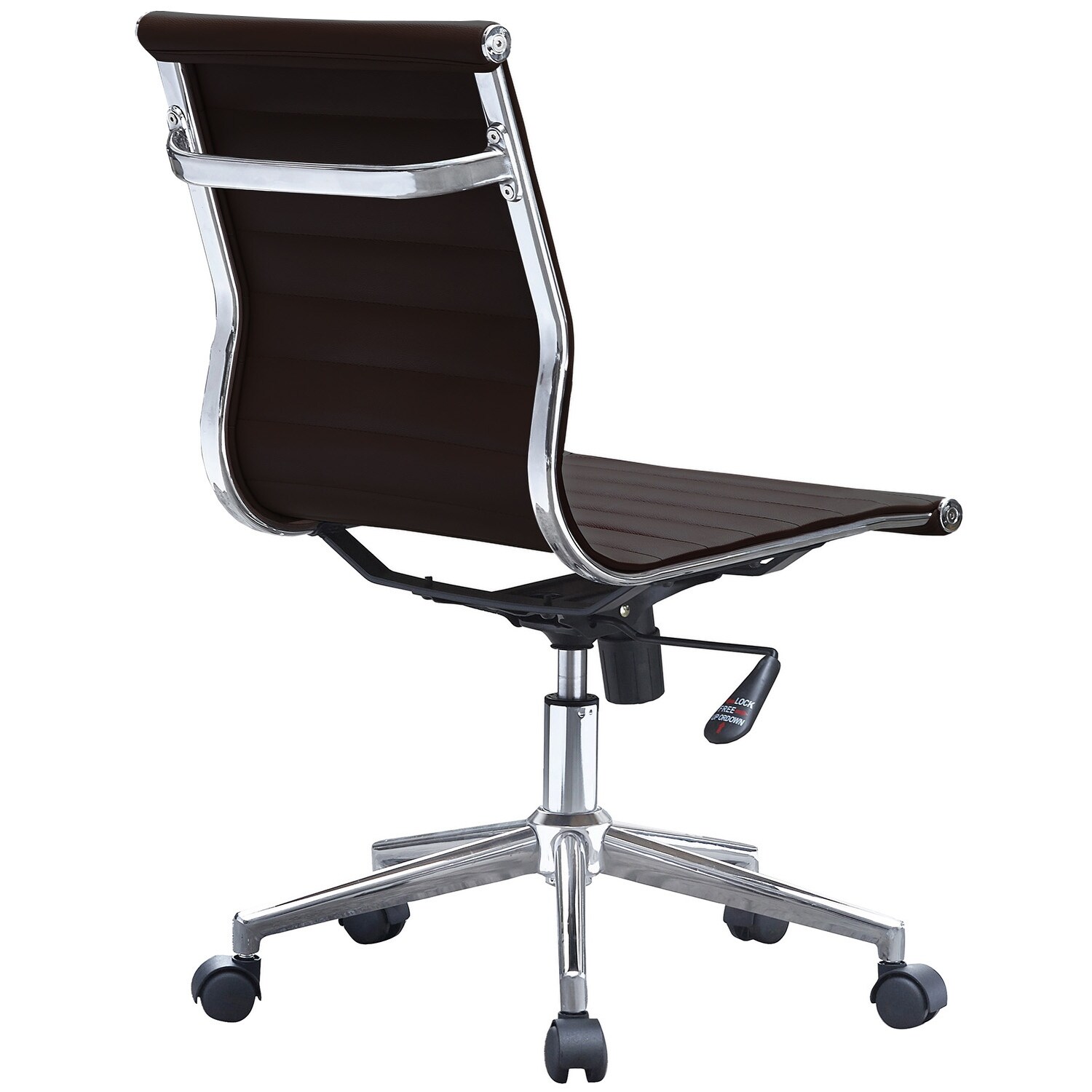 Ergonomic Bonded Leather Computer Chair with Adjustable Tilt Tension Padded Armrests Red Barrel Studio Upholstery Color: Dark Brown