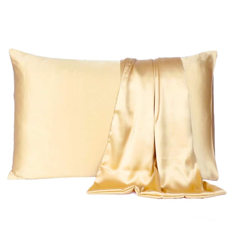 HomeRoots Apricot Dreamy Set Of 2 Silky Satin Standard Pillowcases