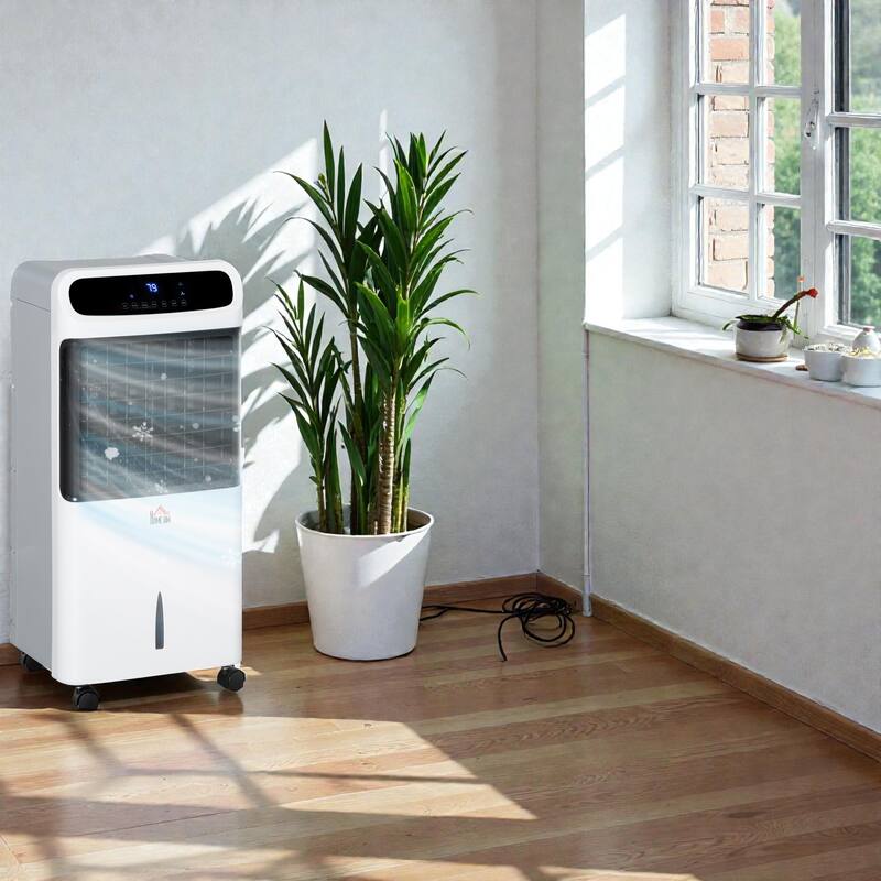 32 Inch Mobile Evaporative Air Cooler, 3-in-1 Ice Cooling Fan Humidifier with Remote, Timer, 3.2 Gal Tank