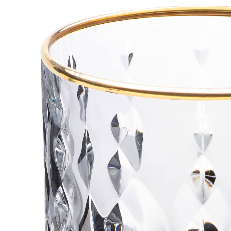 Lorren Home Trends Marilyn Gold Double Old Fashion Tumblers, Set of 4