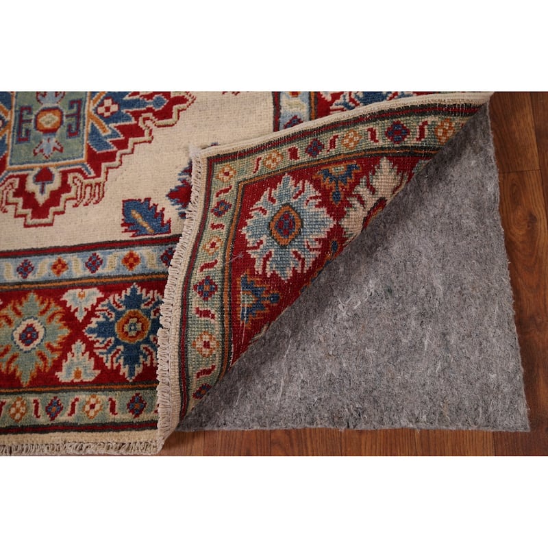 Beige Traditional Kazak Accent Rug Hand-Knotted Wool Carpet - 4'1" x 5'11"