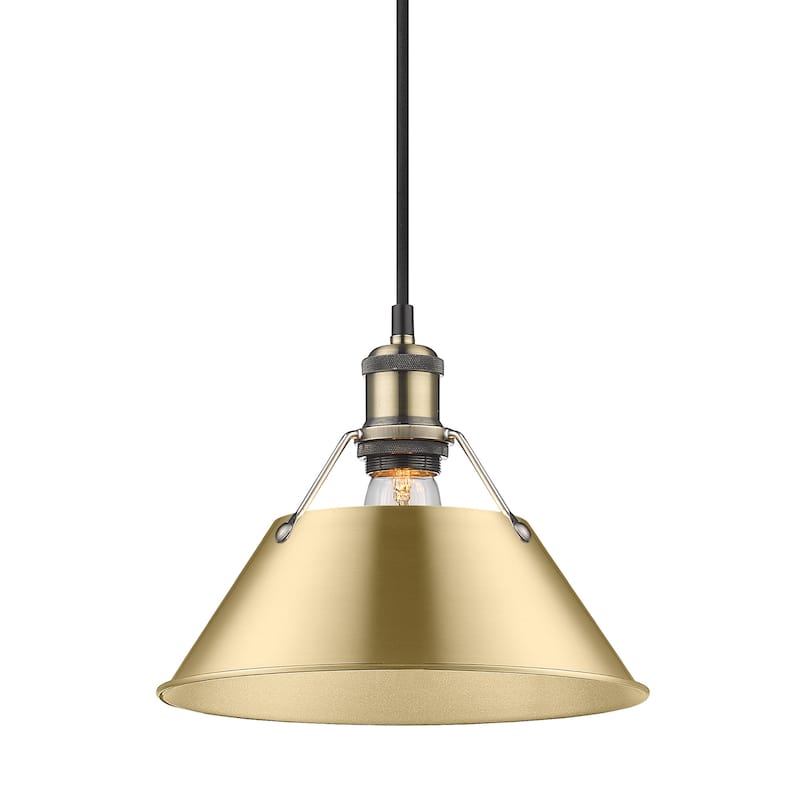 Yep by Golden Lighting Orwell 1-light 10in Pendant in Aged Brass and Brushed Champagne Brass shade - Gold