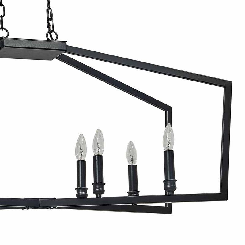 42" Black 8 Light Linear Island Pendant