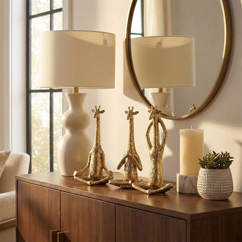 Decorative Resin Yoga Giraffe Figurines - Set of 3, 12", Gold - 12.0" - Gold/ Metallic - 12.0"