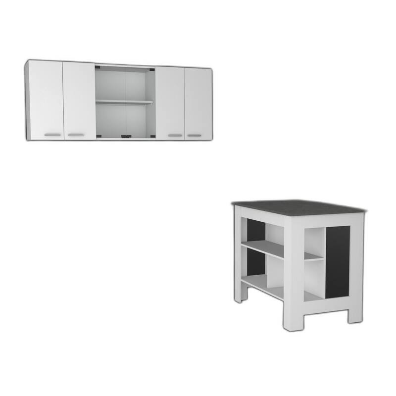 HomeRoots White And Dark Brown 41" Kitchen Island Set With Storage - 40.5' X '35.4' X '27.5