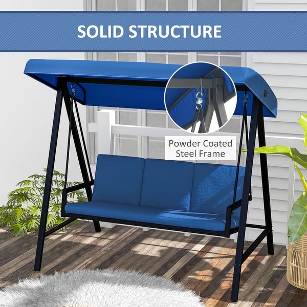 3-Seat Patio Swing Chair With Adjustable Canopy