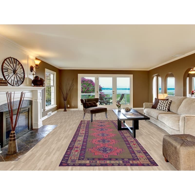 Hand Knotted Oriental 100% Wool Carpet Traditional Geometric Brown Lori Runner Rug - 12' 7'' X 4' 8''