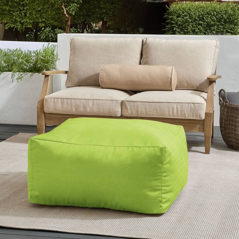 Sorra Home Sunbrella Outdoor Knife Edge Solid Bean Pouf - Canvas Macaw