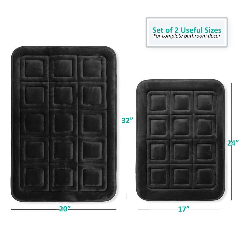 Clara Clark Ultra Soft Non Slip and Absorbent Bath Rug - Waffled Velvet Memory Foam Bath Mat
