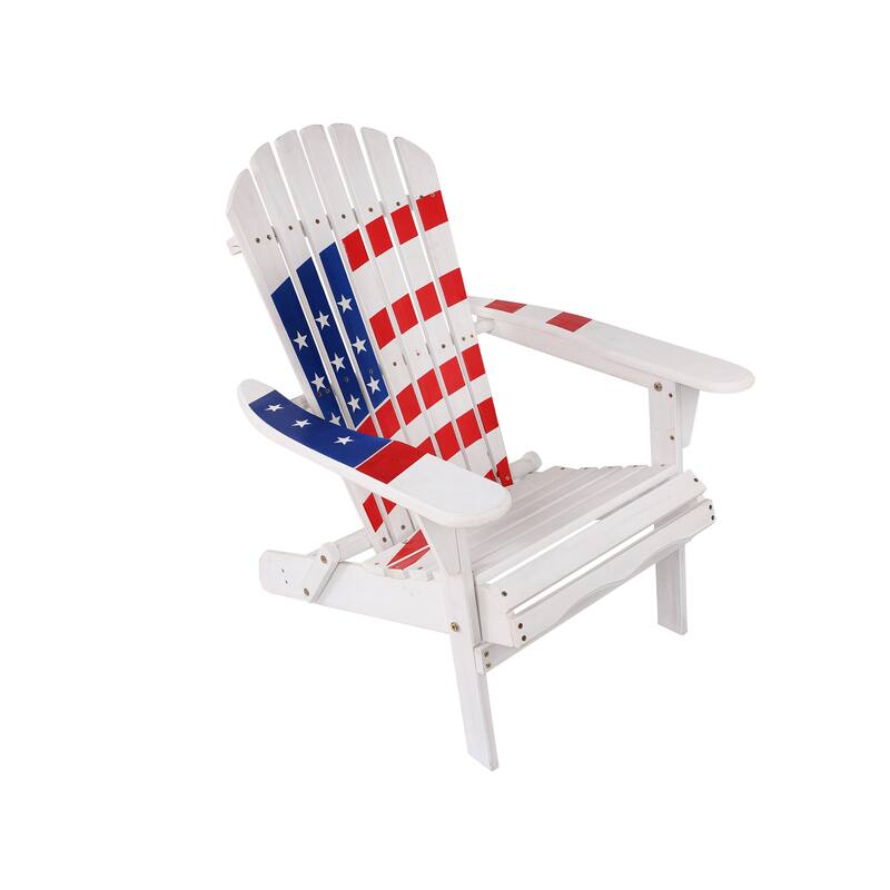 Adirondack USA Flag Patriotic Outdoor Wood Chair