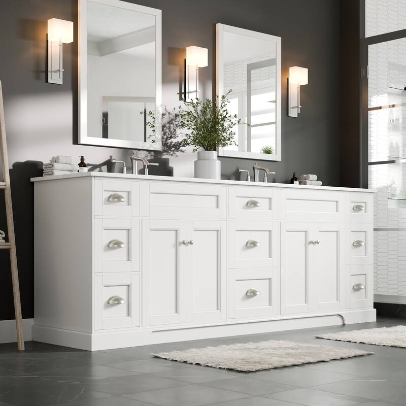 Epic 84" Double Sink Bath Vanity with Carrara Quartz Top & Undermount Sinks
