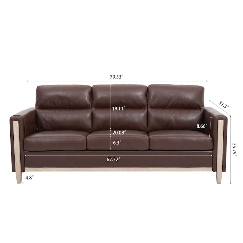 Larb Modern Solid Wood Three-Seater Sofa Couch by Christopher Knight Home