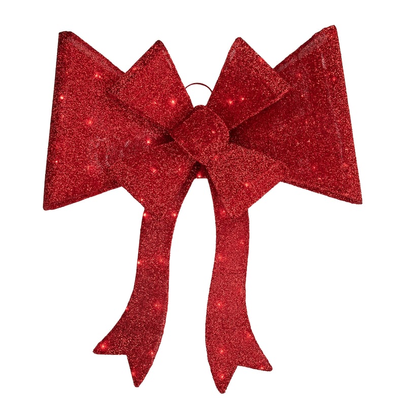 8' Red LED Lighted Christmas Doorway Arch Decoration with Bow - 8"