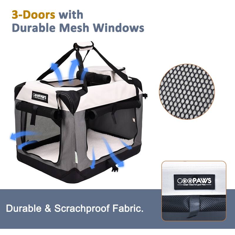 Image showcasing JESPET Indoor & Outdoor 3-Door Collapsible Soft-Sided Dog Crate ...