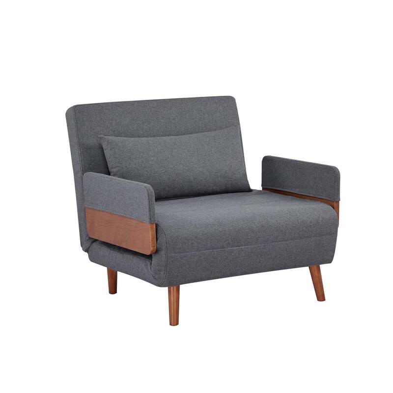 Modern Foldable Sofa Bed - Single Sleeper with Linen Fabric, 6-Level Adjustable Backrest, Converts in 10 Sec, Silent Hinges