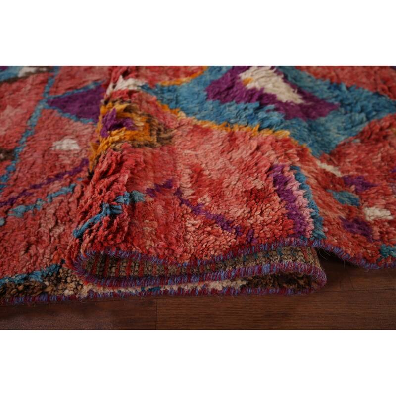 All-Over Geometric Plush Moroccan Area Rug Hand-Knotted Wool Carpet - 6'1"x 10'2"