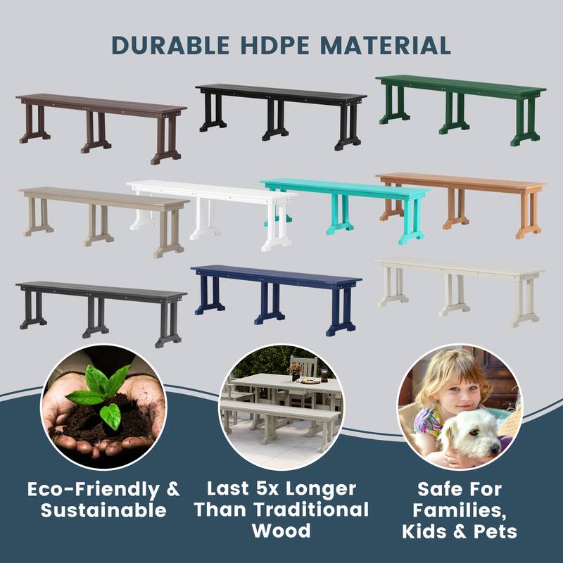 Laguna Hdpe All Weather Outdoor Patio 65" Bench