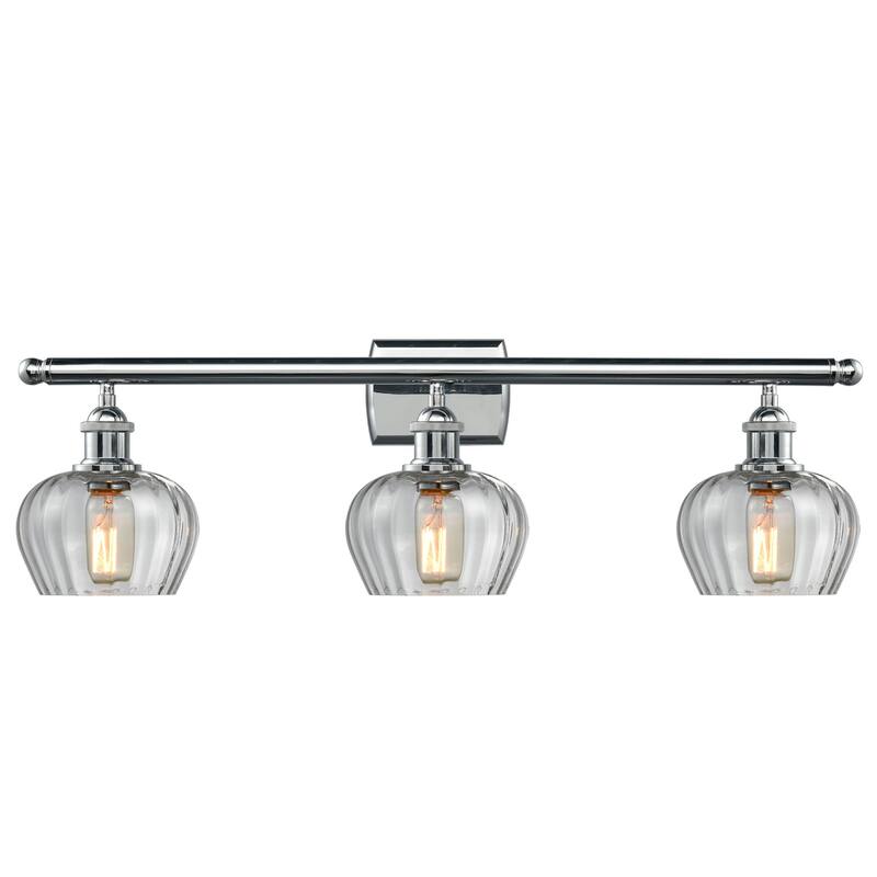 Innovations Lighting Fenton 3 Light 26" Wide Bathroom Vanity Light - Polished Chrome / Clear Fluted