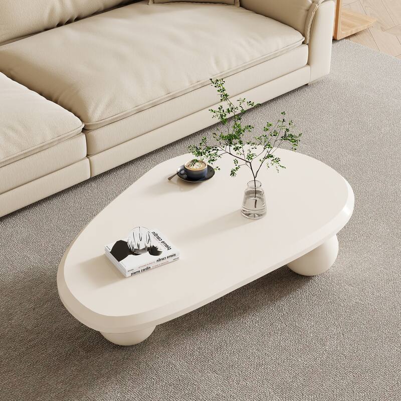 51" Modern Wood Coffee Table with 3 ball legs
