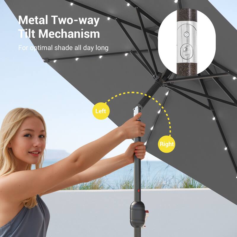 BONOSUKI LED Patio 9Ft Market Umbrella,Outside Deck Table Umbrella
