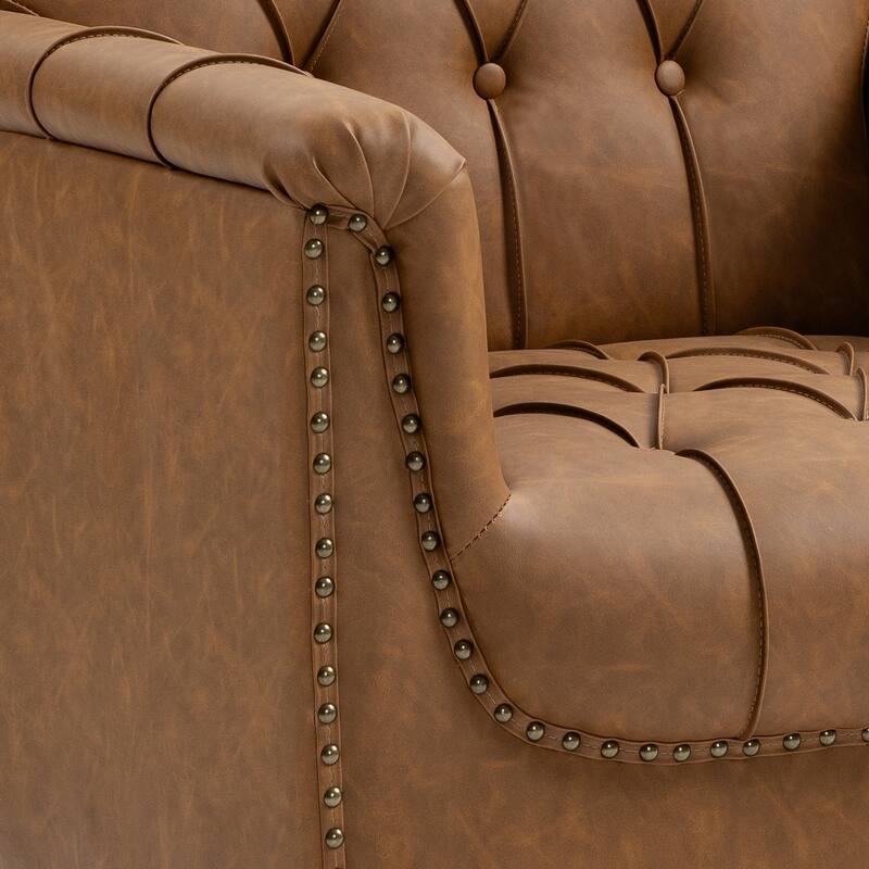 Modern Faux Leather Accent Chairs Set Of 2, Upholstered Armchair For Living Room
