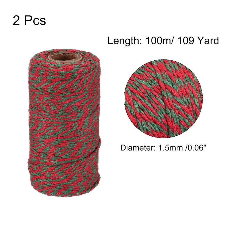 2x Twine Packing String Wrapping Cotton Twine Rope 100M for Christmas